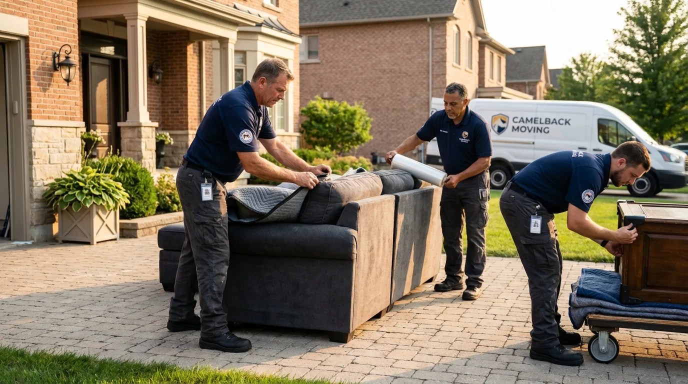 Large estate moving crew wrapping furniture in Reinbeck, IA