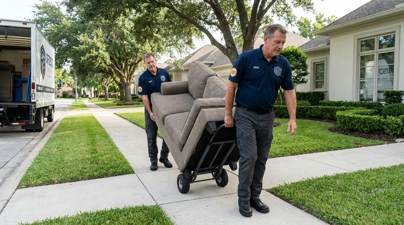 Local residential moving crew loading furniture in Reinbeck, IA
